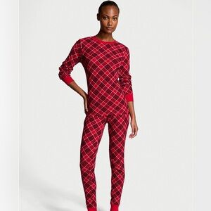 Brand New Victoria's Secret Red and Black Plaid Pajama Set